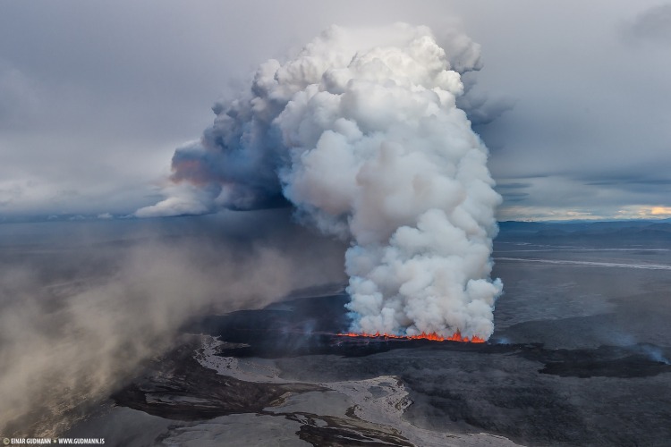 Eruption in Holuhraun, Iceland 2014.